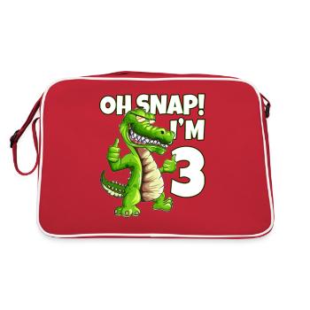 3.Birthday Kinder Krokodil Tiermotiv Oh Snap I'm 3 - Retro Tasche - Rot/Weiß - Hinten