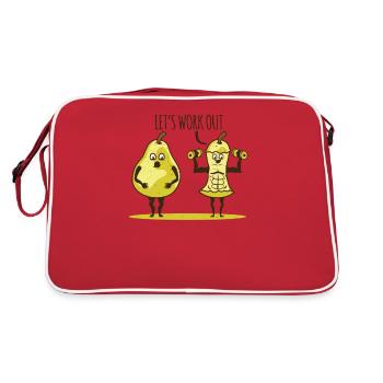 Birne Sport Motiv Motivation Abnehmen Muskeln - Retro Tasche - Rot/Weiß - Hinten