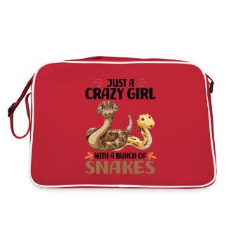 Königspython Liebhaber Schlangen Haustier Geschenk - Retro Tasche - Rot/Weiß - Hinten
