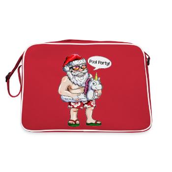 Schwimmreifen Einhorn Senta Claus Pool Party X-Mas - Retro Tasche - Rot/Weiß - Hinten