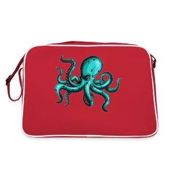 8 Amoureux armé de l’éventail de calamars de pieuvre bleue - Sac Retro - rouge/blanc - Dos