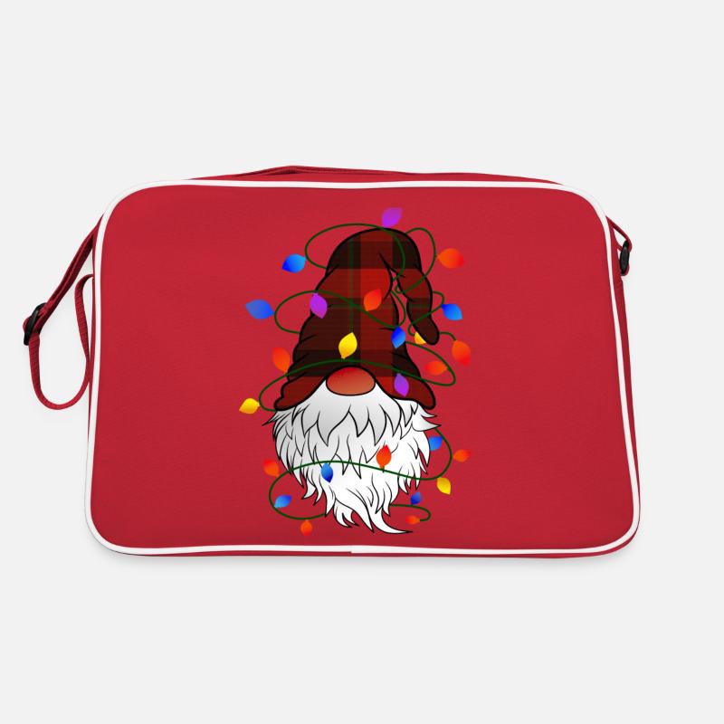 Christmas gnome with string of lights Retro Bag
