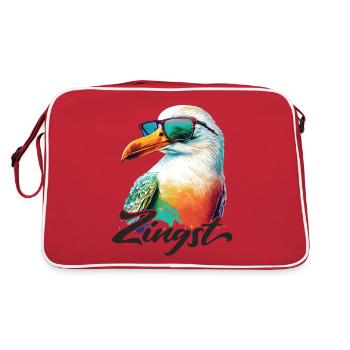 Zingst holiday cool colorful seagull with sunglasses - Retro Bag - red/white - Back