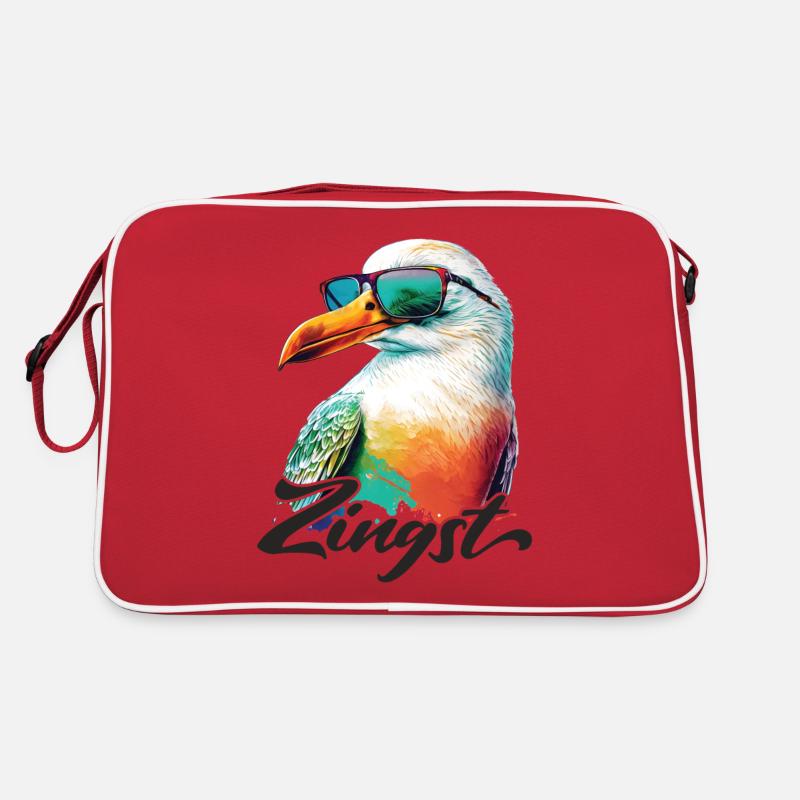 Zingst Urlaub coole bunte Möwe mit Sonnenbrille Retro Tasche