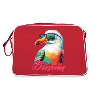 Büsum Holiday cool colorful seagull with sunglasses - Retro Bag - red/white - Back