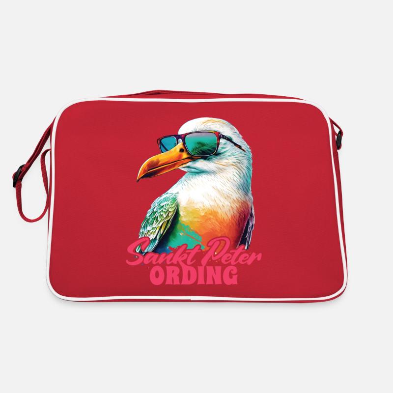 Sankt Peter Ording Urlaub Möwe mit Sonnenbrille Retro Tasche