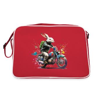 Graffiti lapin sur scooter moto - Sac Retro - rouge/blanc - Dos