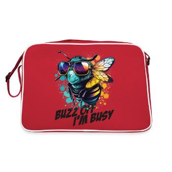 Bourdon avec des lunettes de soleil Buzz Off Je suis occupé - Sac Retro - rouge/blanc - Dos