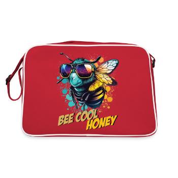 Graffiti Hummel mit Sonnenbrille Bee Cool Honey - Retro Tasche - Rot/Weiß - Hinten