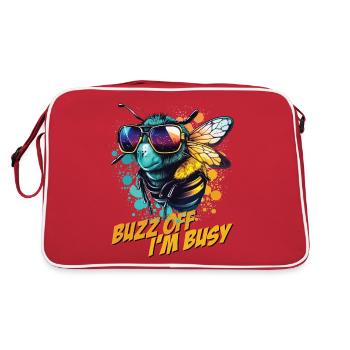 Bourdon avec des lunettes de soleil Buzz Off Je suis occupé - Sac Retro - rouge/blanc - Dos