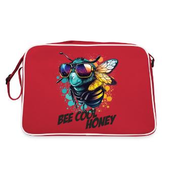 Graffiti Hummel mit Sonnenbrille Bee Cool Honey - Retro Tasche - Rot/Weiß - Hinten