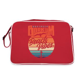 Borkum Northsea Beach Vibes Möwe Anker - Retro Tasche - Rot/Weiß - Hinten