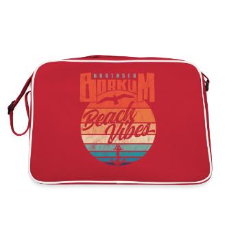Borkum Northsea Beach Vibes Vintage - Retro Tasche - Rot/Weiß - Hinten