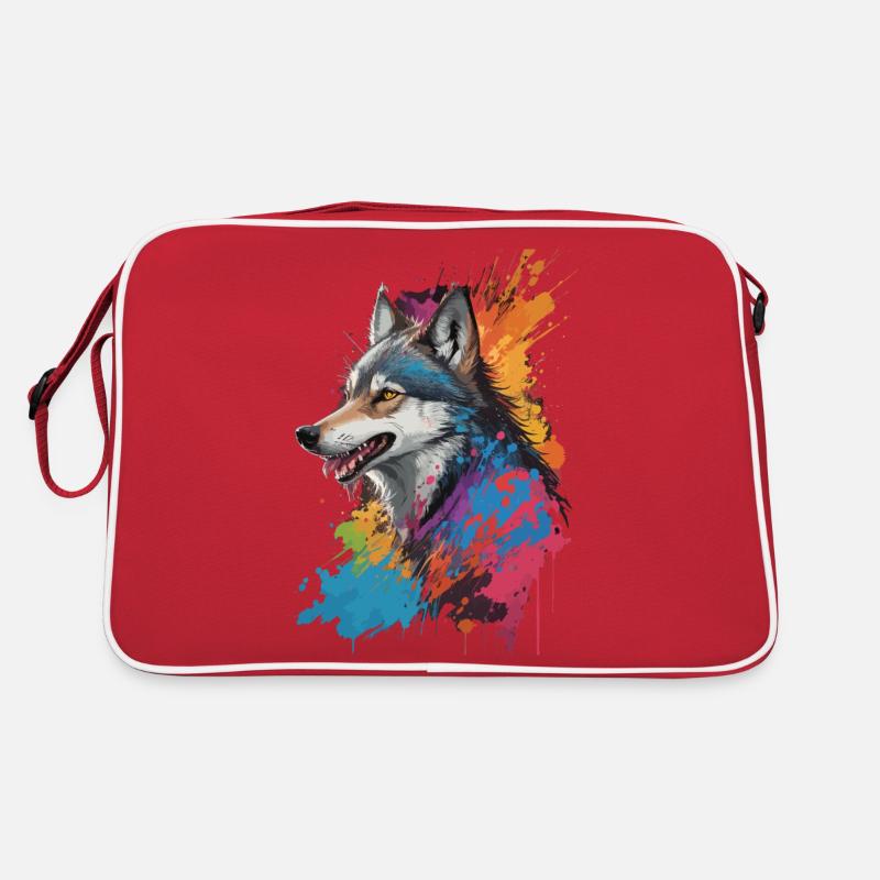 Graffiti Wolf Kunst Malerei bunt Retro Tasche
