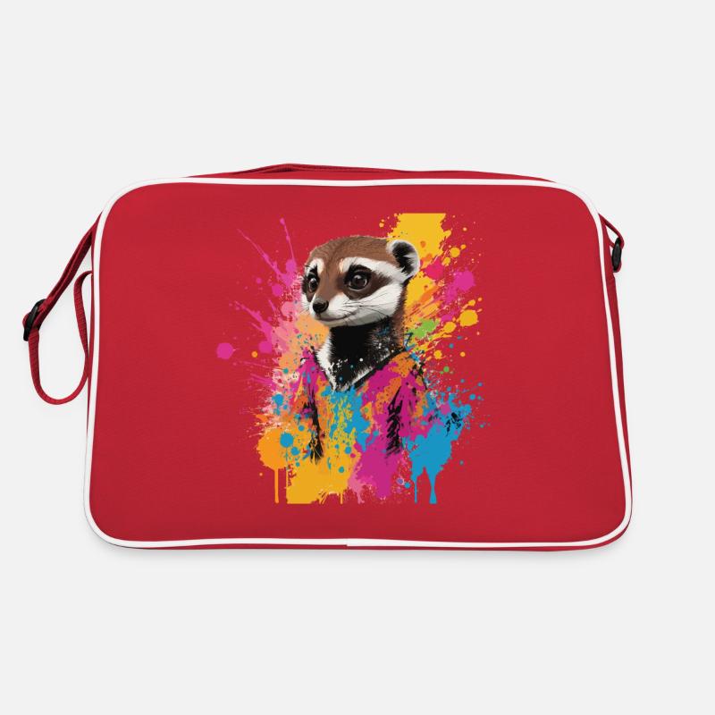 Graffiti Erdmännchen Kunst Malerei Zeichnung bunt - Retro Tasche - Rot/Weiß
