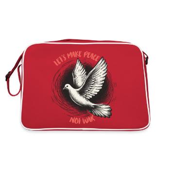 Lets Make Peace Not War Friedensspruch - Retro Tasche - Rot/Weiß - Hinten