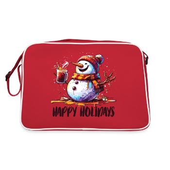Bonhomme de neige buvant du vin chaud Joyeuses Fêtes - Sac Retro - rouge/blanc - Dos