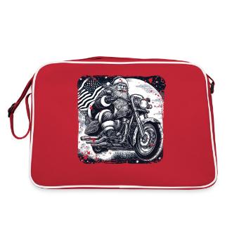 Moto Père Noël Amérique pleine lune Art - Sac Retro - rouge/blanc - Dos