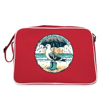 Coloré Pop Art mouette Wellington bottes et parapluie - Sac Retro - rouge/blanc - Dos