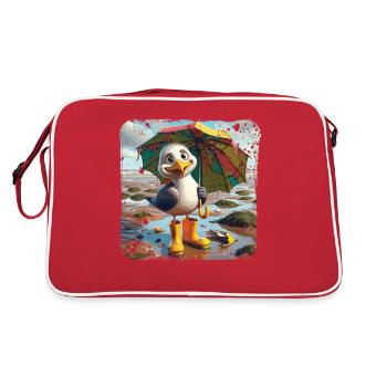 Mouette joyeuse avec bottes en caoutchouc et parapluie - Sac Retro - rouge/blanc - Dos