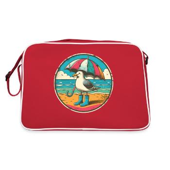 Pop Art Seagull with Rubber Boots and Umbrella - Retro Bag - red/white - Back