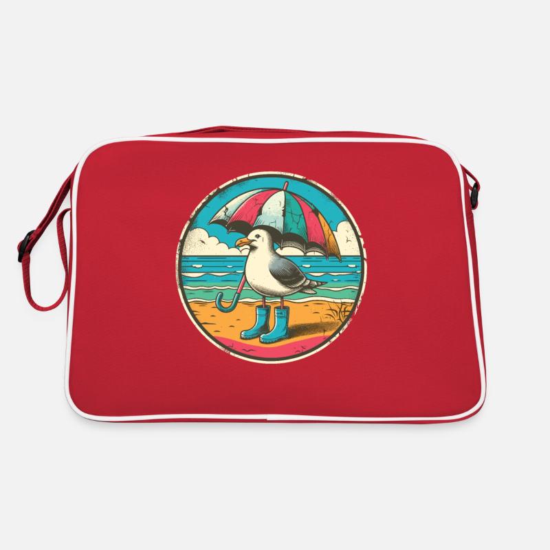 Pop Art Seagull with Rubber Boots and Umbrella Retro Bag
