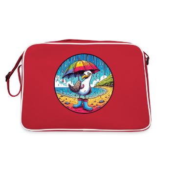 Mouette joyeuse avec bottes en caoutchouc et parapluie - Sac Retro - rouge/blanc - Dos