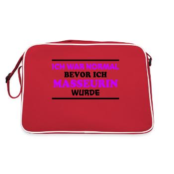 Masseurin Spruch Beruf Massage Masseurin Geschenk - Retro Tasche - Rot/Weiß - Hinten