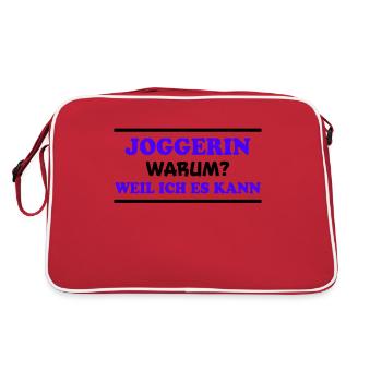 Joggerin Spruch Laufen Joggen Joggerin Geschenk - Retro Tasche - Rot/Weiß - Hinten
