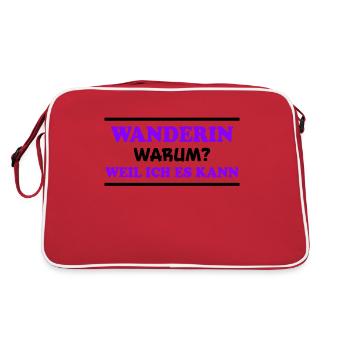 Wanderin Lustiger Spruch Outdoor Wanderer Geschenk - Retro Tasche - Rot/Weiß - Hinten
