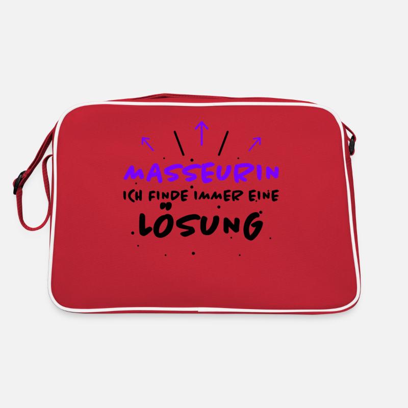 Masseurin Spruch Beruf Lustiges Masseurin Geschenk - Retro Tasche - Rot/Weiß