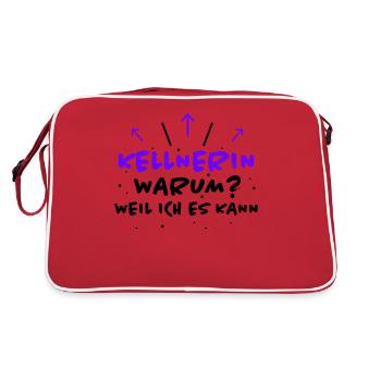 Kellnerin Spruch Beruf Lustiges Kellnerin Geschenk - Retro Tasche - Rot/Weiß - Hinten
