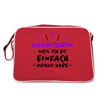 Konditorin Spruch Backen Witz Konditorin Geschenk - Retro Tasche - Rot/Weiß - Hinten
