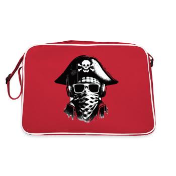 DJ pirate avec chapeau de pirate et casque - Sac Retro - rouge/blanc - Dos