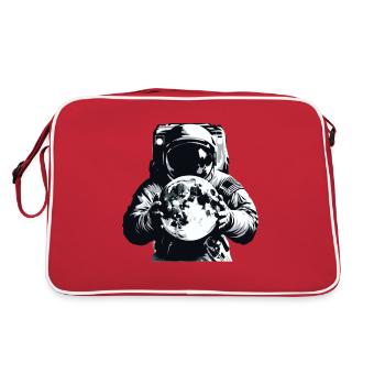 Un astronaute tient la lune dans ses mains Spaceman - Sac Retro - rouge/blanc - Dos