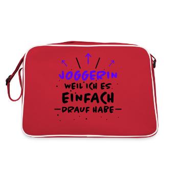 Joggerin Spruch Laufen Joggen Joggerin Geschenk - Retro Tasche - Rot/Weiß - Hinten