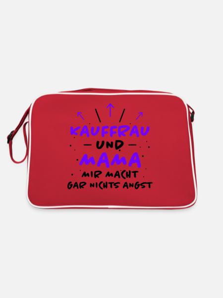 Kauffrau Spruch Verkäuferin Witz Kauffrau Geschenk - Retro Tasche - Rot/Weiß - Hinten