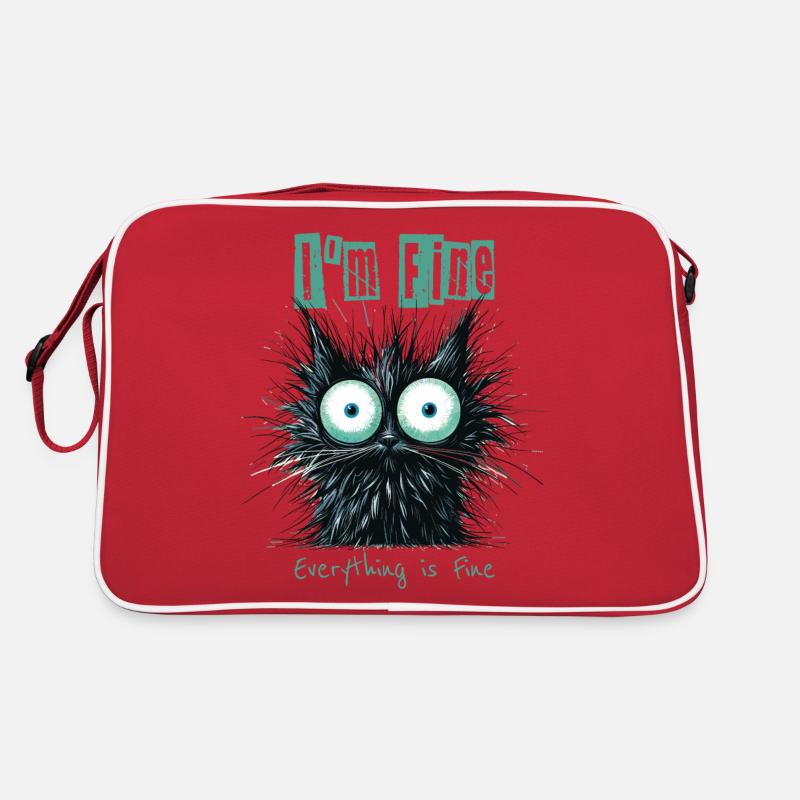 Disheveled Cat I'm Fine Everything is Fine Retro Bag