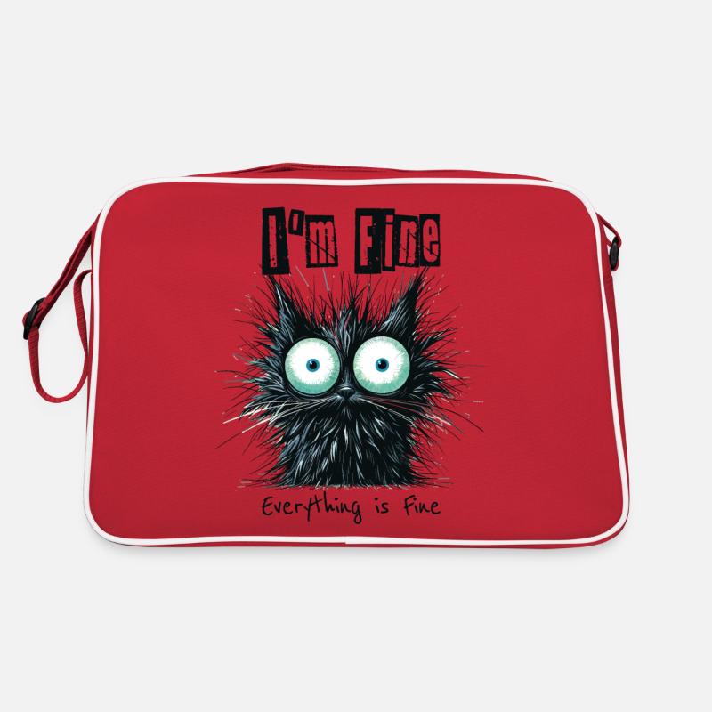 Zerzauste Katze I'm Fine Everything is Fine Retro Tasche