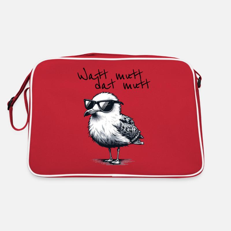 Watt mutt dat mutt Coole Möwe Nordsee Spruch Retro Bag