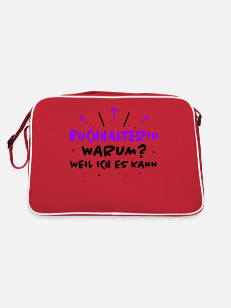 Buchhalterin Spruch Lustiges Buchhalterin Geschenk - Retro Tasche - Rot/Weiß - Hinten