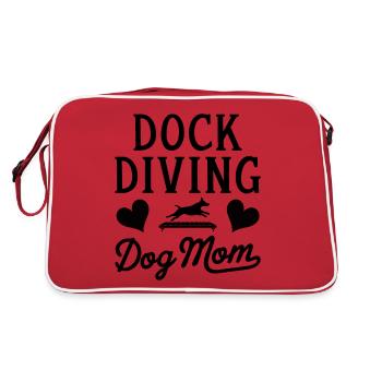 Dock Diving Saying Dog Diving Dock Diving Gift - Retro Bag - red/white - Back