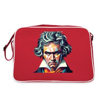Beethoven Polygone Art Géométrique - Sac Retro - rouge/blanc - Dos
