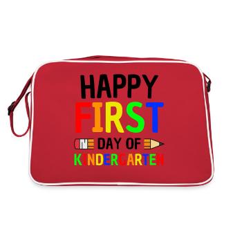 First day of kindergarten saying - Retro Bag - red/white - Back