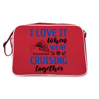 Couple de croisière disant excursion en bateau - Sac Retro - rouge/blanc - Dos