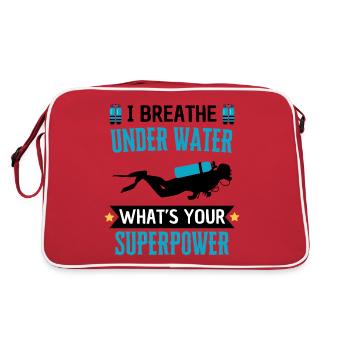 Tacher Spruch Schnorchel Tiefseetauchen - Retro Tasche - Rot/Weiß - Hinten