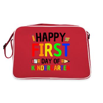 First day of kindergarten start - Retro Bag - red/white - Back
