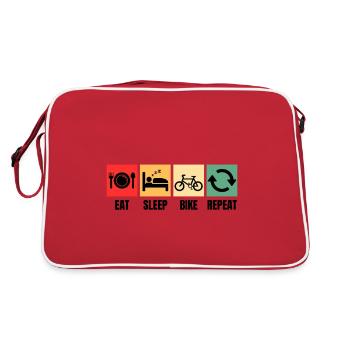 Lustiger Fahrrad Spruch Radfahren - Retro Tasche - Rot/Weiß - Hinten