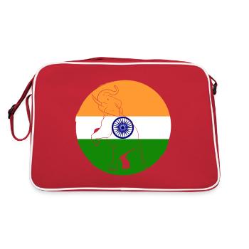 Indien Inder Hindu Stolz Flagge Land I Geschenk - Retro Tasche - Rot/Weiß - Hinten