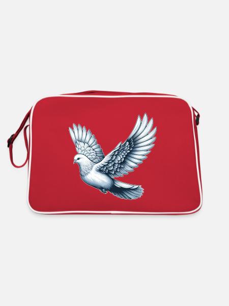 Colombe de la Paix Oiseau Symbole de la Paix - Sac Retro - rouge/blanc - Dos